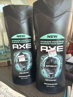 2 AXE Apollo Refreshing Scent, Sage & Cedarwood, Men's Body Wash 16 Fl Oz